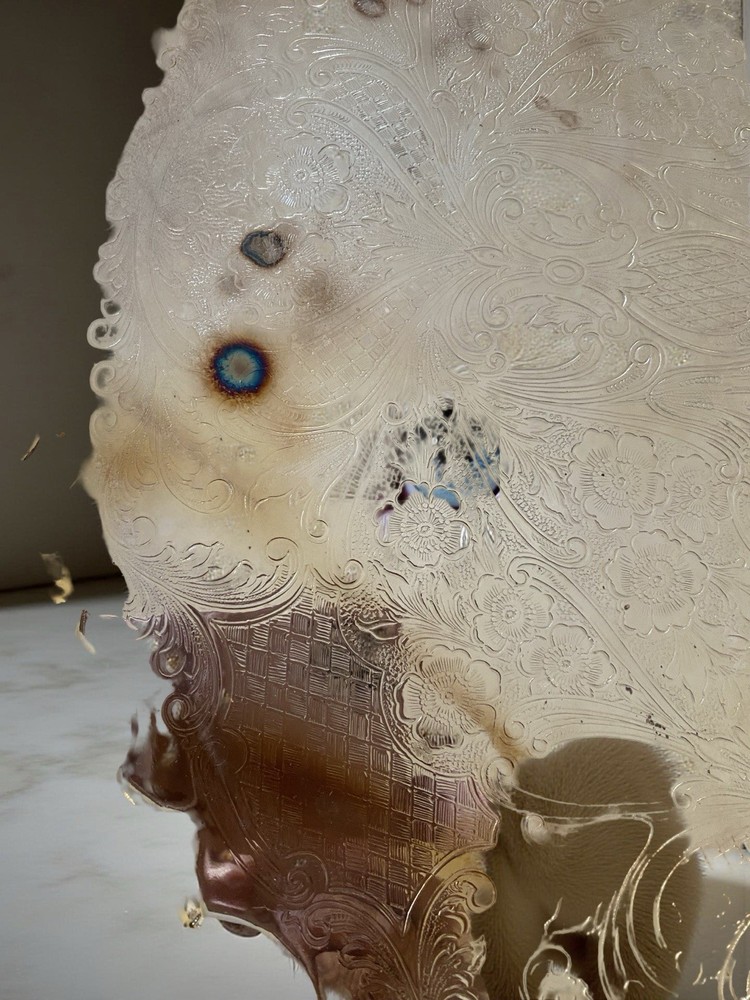 Silver-plated copper punch bowl with grape motif