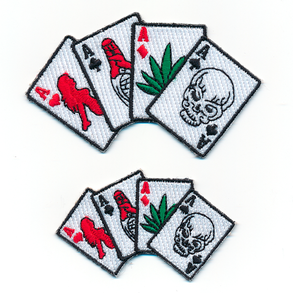 2 Four Aces Four Aces Rockabilly Gothic Skull Patch Iron On Patch Set 0987