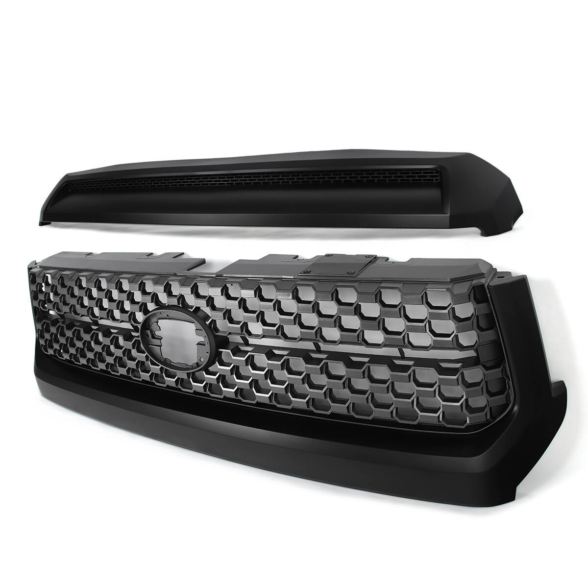 For 2014-2021 Toyota Tundra Matte Black Front Grille & Hood Bulge Molding Set