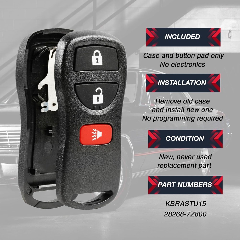 Key Fob Keyless Entry Remote Shell Case & Pad