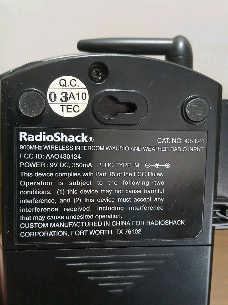Wireless Intercom Radio Shack Model 43-124