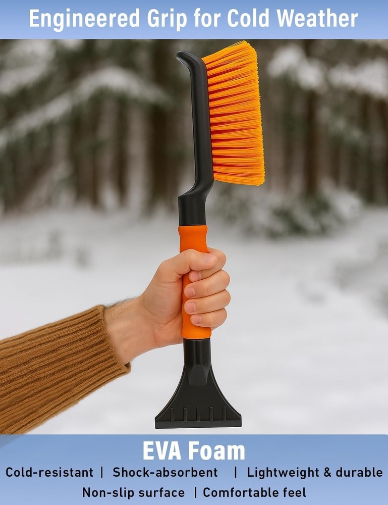 Efficient 17" Snow Brush and Ice Scraper - Designed for Optimal Winter Drive