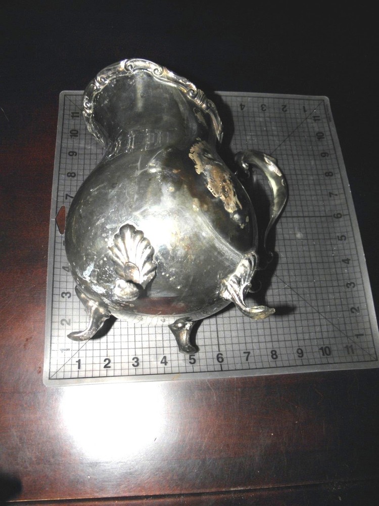 F.B. ROGERS GEORGETOWN PATTERN FOOTED WATER PITCHER SILVERPLATE over COPPER