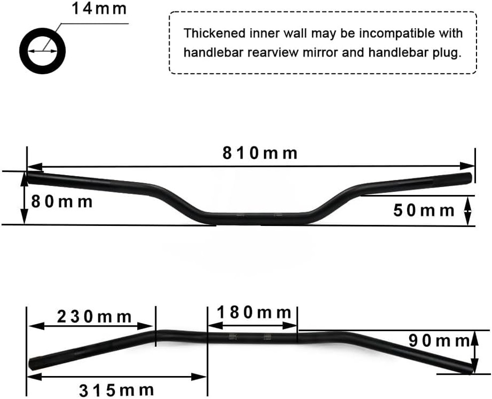 Motorcycle Handlebar 7/8" 22Mm Cafe Racer Handlebars Low Rise Drag Bars Universa