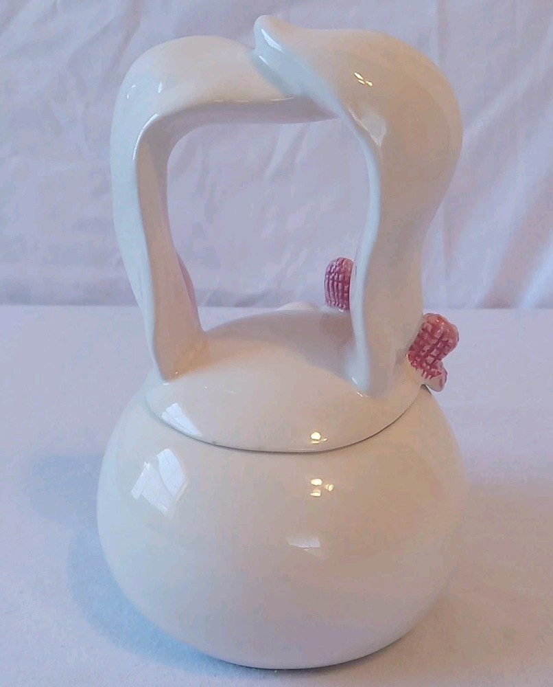 Bunny Rabbit Candy Dish Long Ear Handle Ceramic