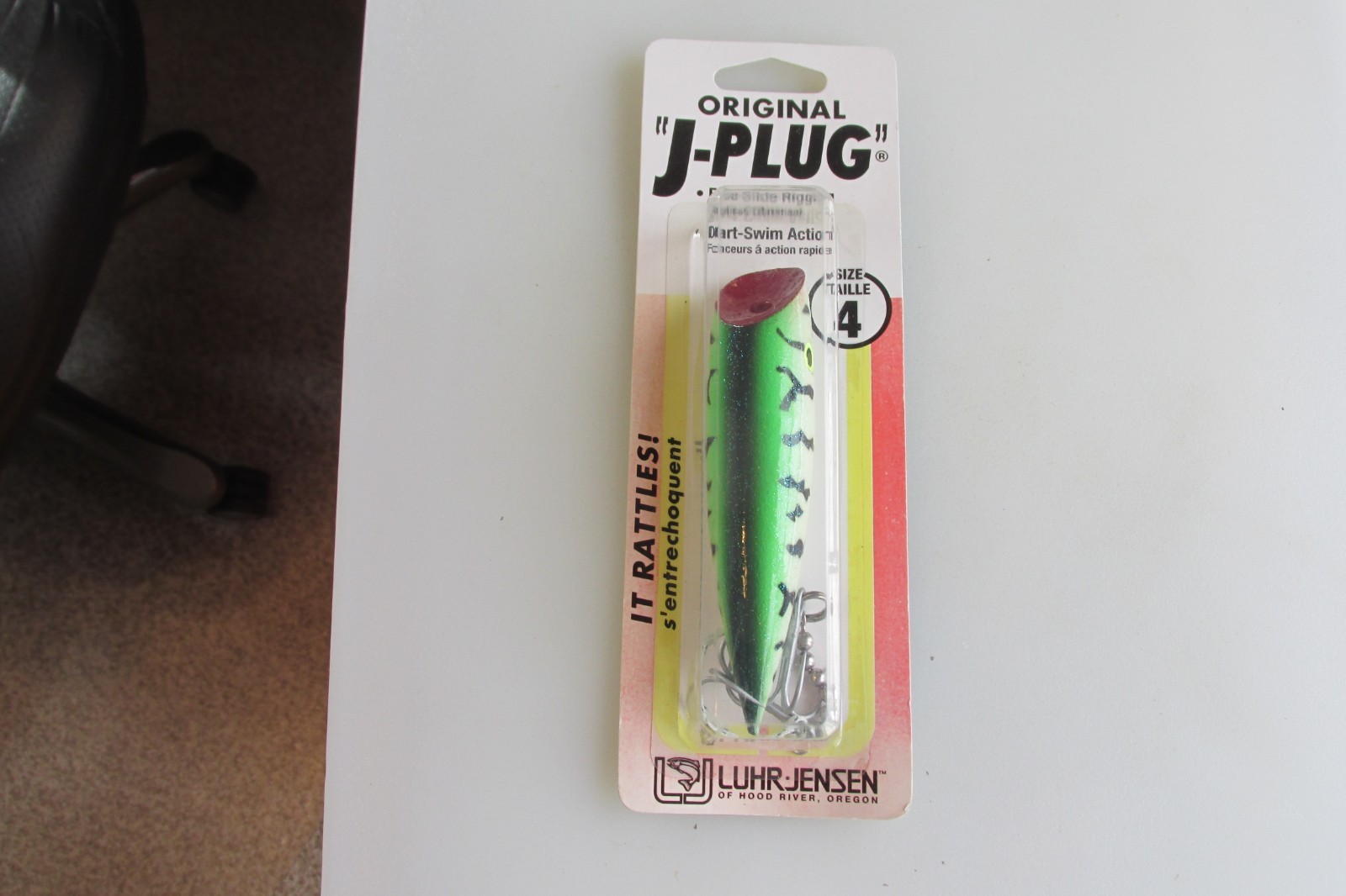 Drawer #46 Vintage Luhr Jensen Glow Rattle J-Plug Size 4 New In Faded Package