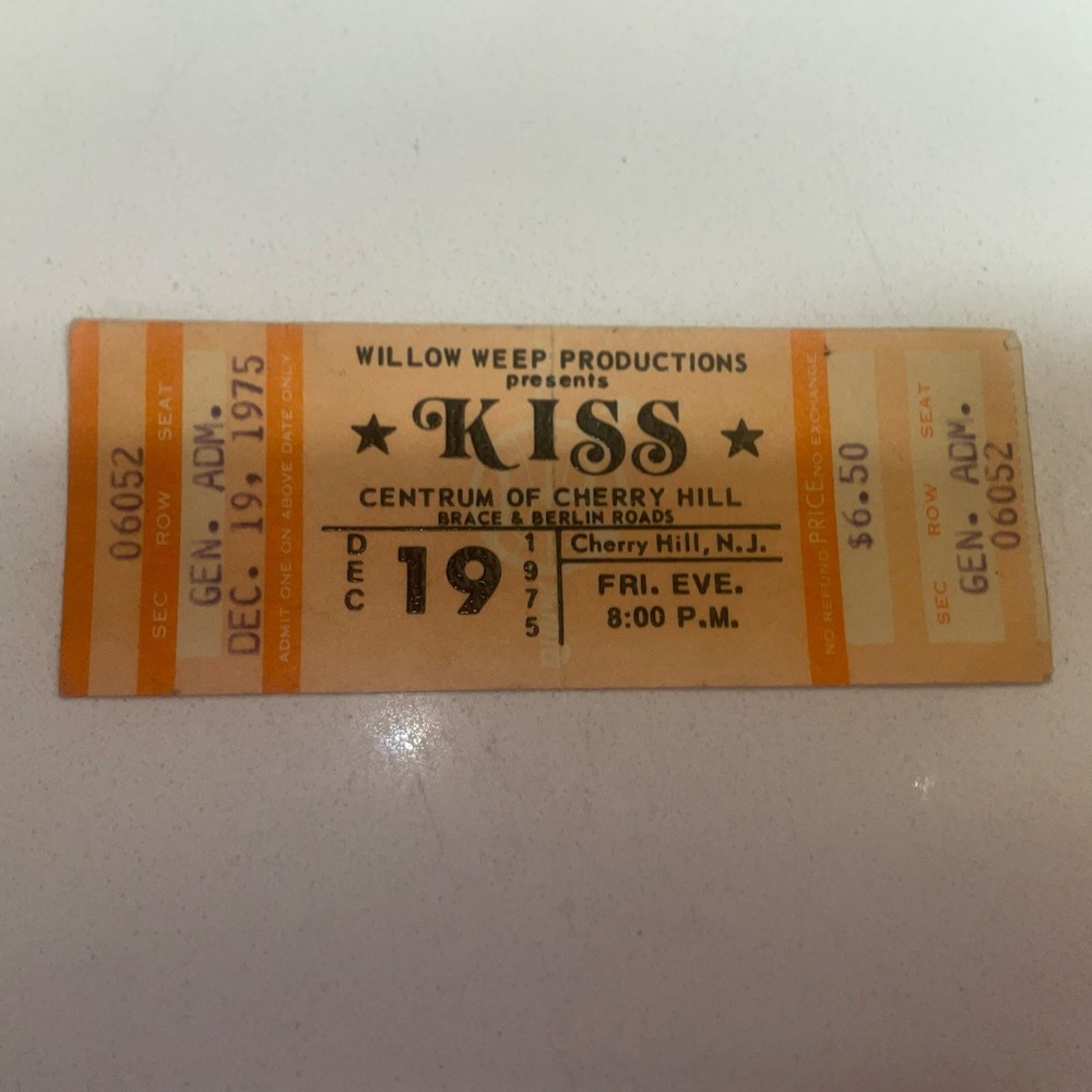 Kiss Concert Ticket From 1975