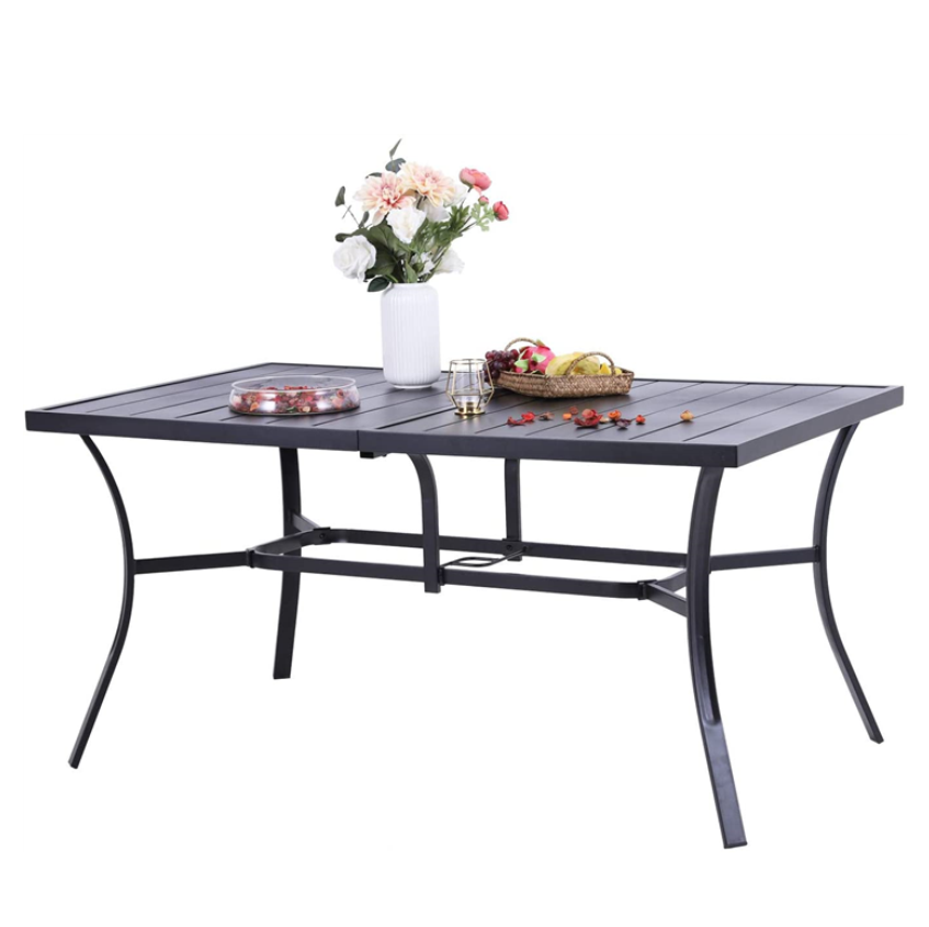 Outdoor Dining Table with Umbrella Hole Metal Patio Table 14 - Style