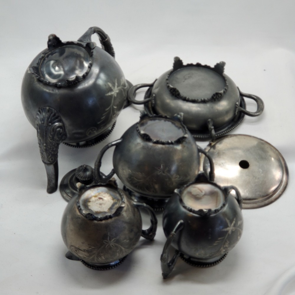 Antique Empire Mfg. Co. Quadruple Plated Teapot TEA SET
