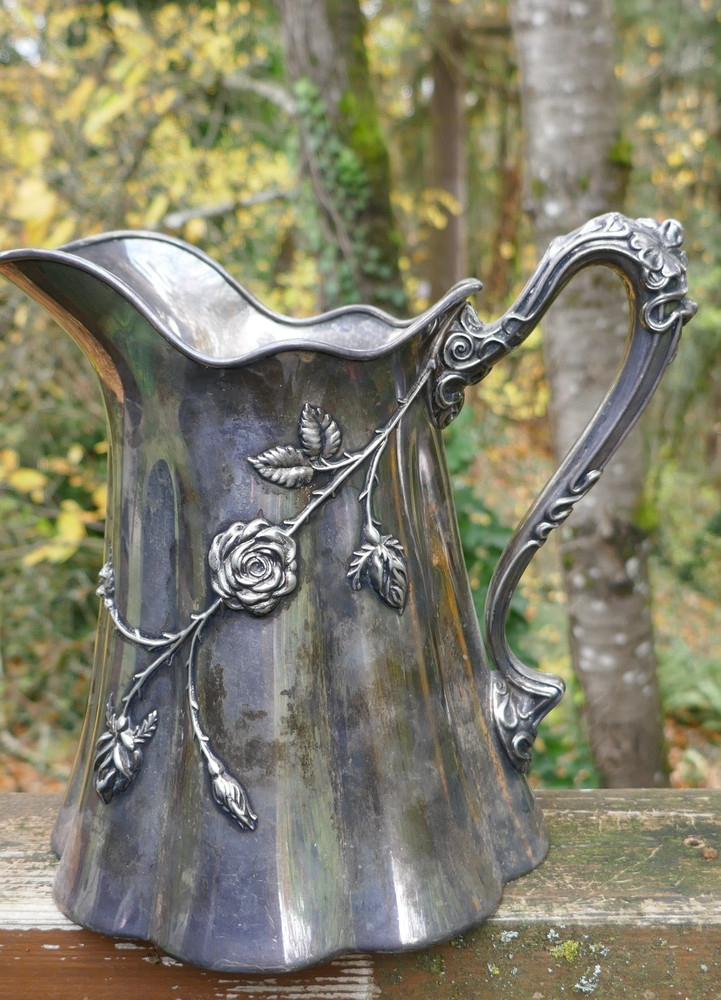 Antique E. G Webster & Son Raised Relief "Remembrance" Cold Water / Milk Pitcher