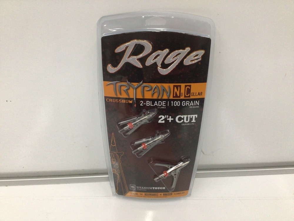 Rage Hypodermic 100 Grain Trypan No Collar Crossbow Broadhead 3-Pack