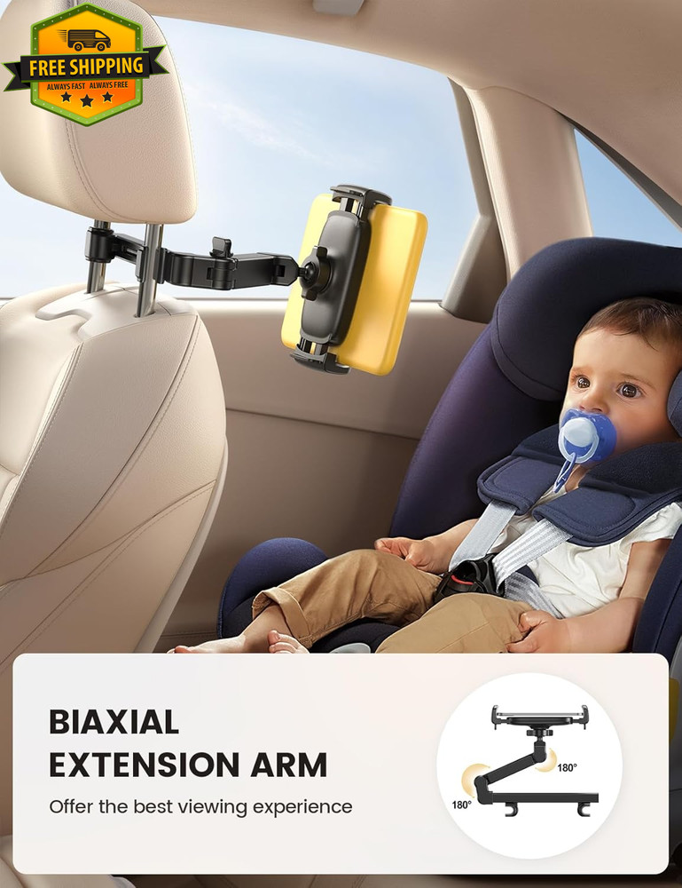 Car Headrest Tablet Holder Back Seat Mount Adjustable Extension Arm
