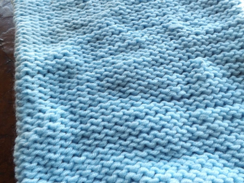 VINTAGE SMALL BLUE AFGHAN APPROX. 30 X 22