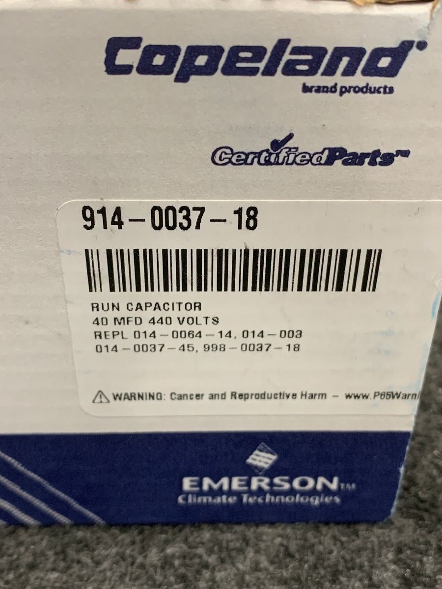 COPELAND 914-0037-18 Run Capacitor 40 MFD 440 Volts