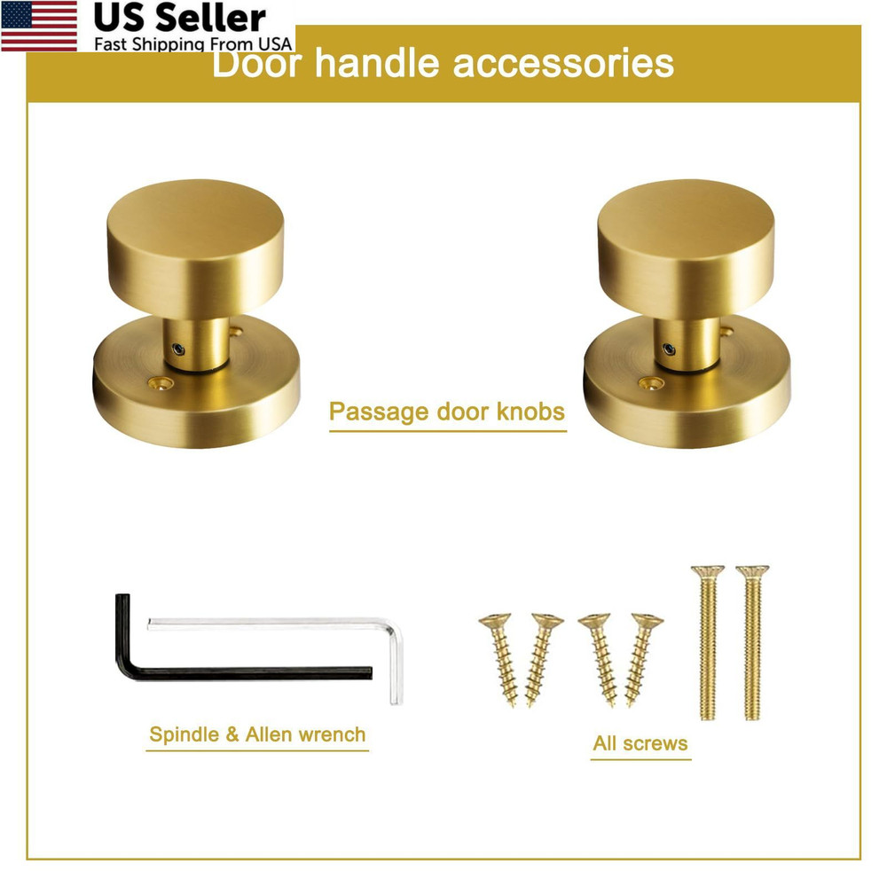 senharvest Gold Dummy Door Knobs Interior -for Satin Brass 2 Pack Dummy,