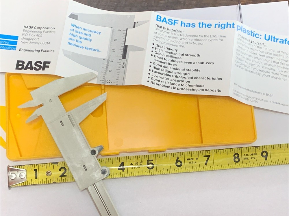 BASF UltraForm Engineering plastics Calipers Sample Made in Switzerland Caliper