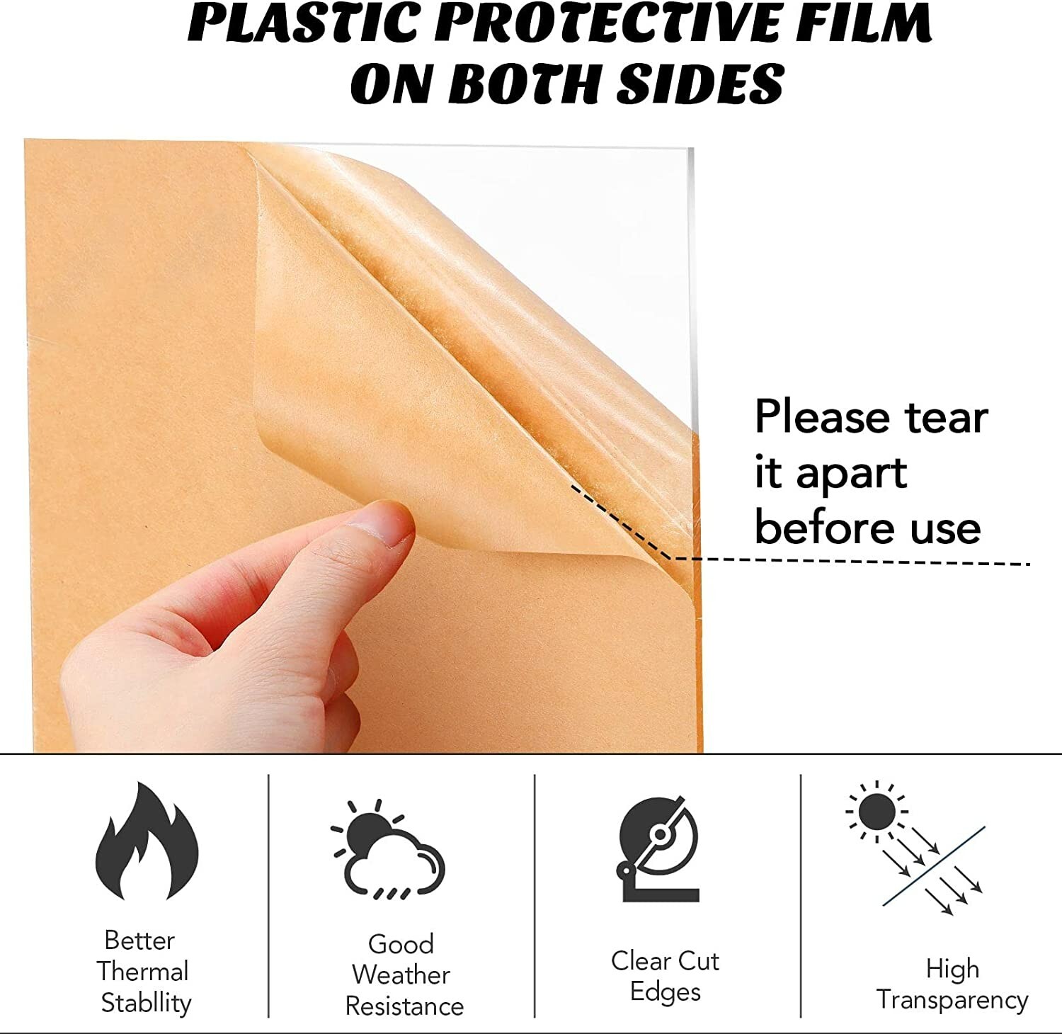 Clear Acrylic Plexiglas Clear Plastic Scratch-Resistant Replacement Sheet