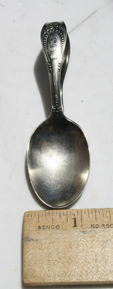 Antique Silver Plate BABY Handle LOOP BABY SPOON