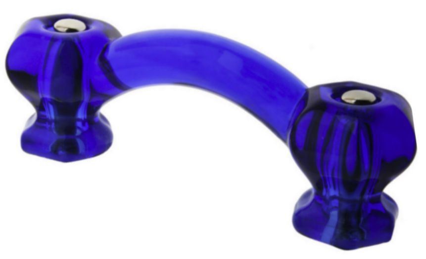 3" Antique Glass Pull Cobalt Blue