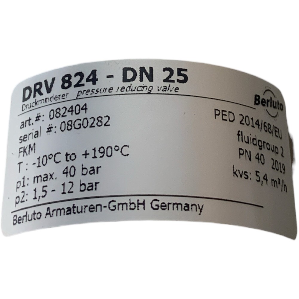 Berluto DRV824-DN25 Pressure Regulator 082404