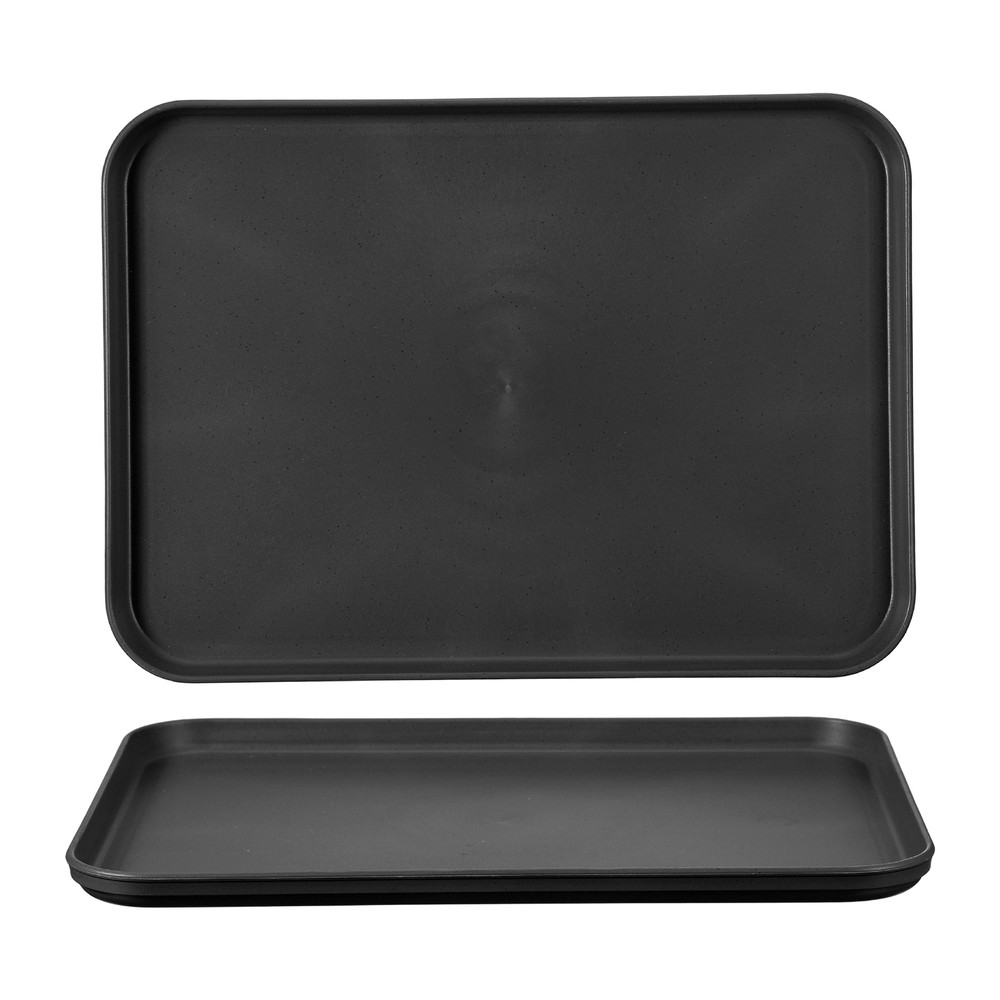 2Pcs Fast Food Serving Trays, 12x8.7" Rectangular Trays, Black