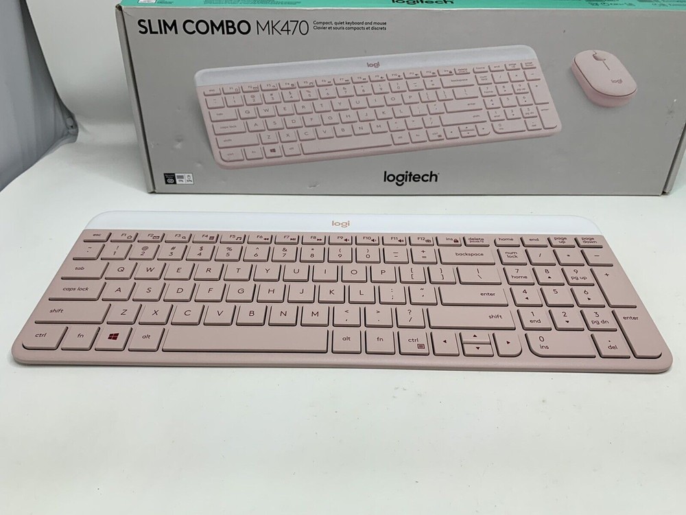 Logitech MK470 Slim Wireless Keyboard/Mouse Combo, Modern Compact Layout, Rose