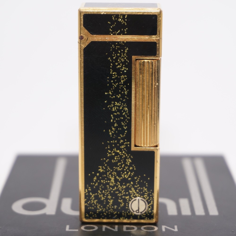 Dunhill Vintage Rollagas Lighter Gold/BLACK Glitter_Working