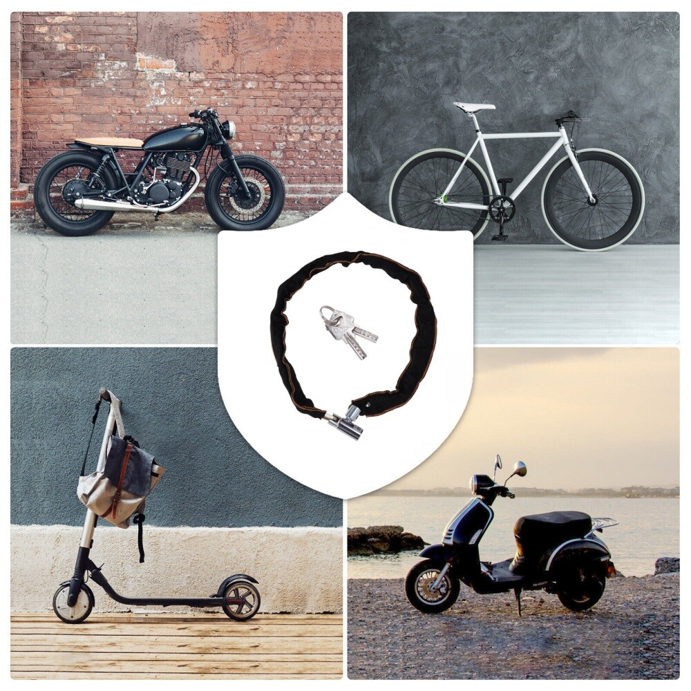 Heavy Duty Motorcycle Bike Bicycle Anti-theft Chain Lock Padlock Security W/ Key