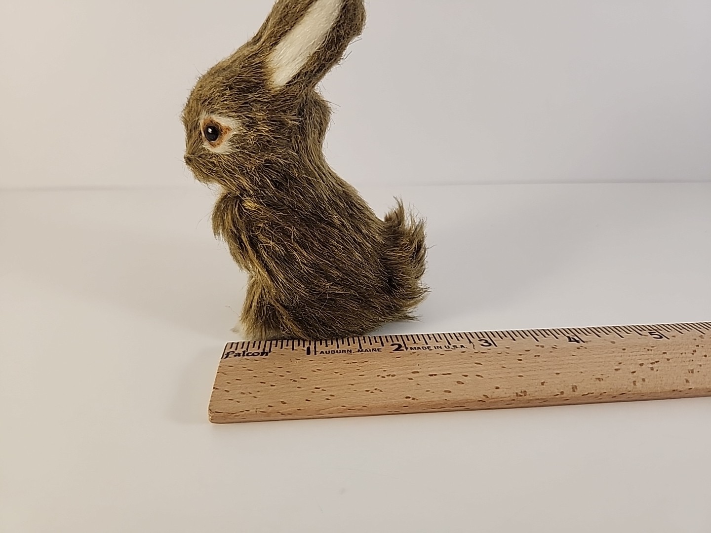 Vintage Realistic Rabbit Bunny Figure Easter Spring Faux Fur 4" Brown