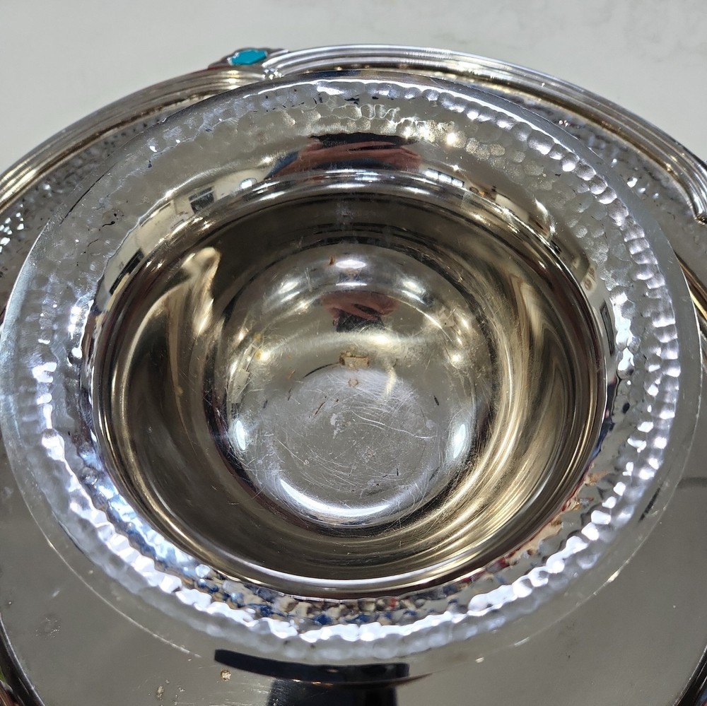 Vintage Oneida Style Silver Plate Chip & Dip Bowl Serving Platter Tray 12 1/2"