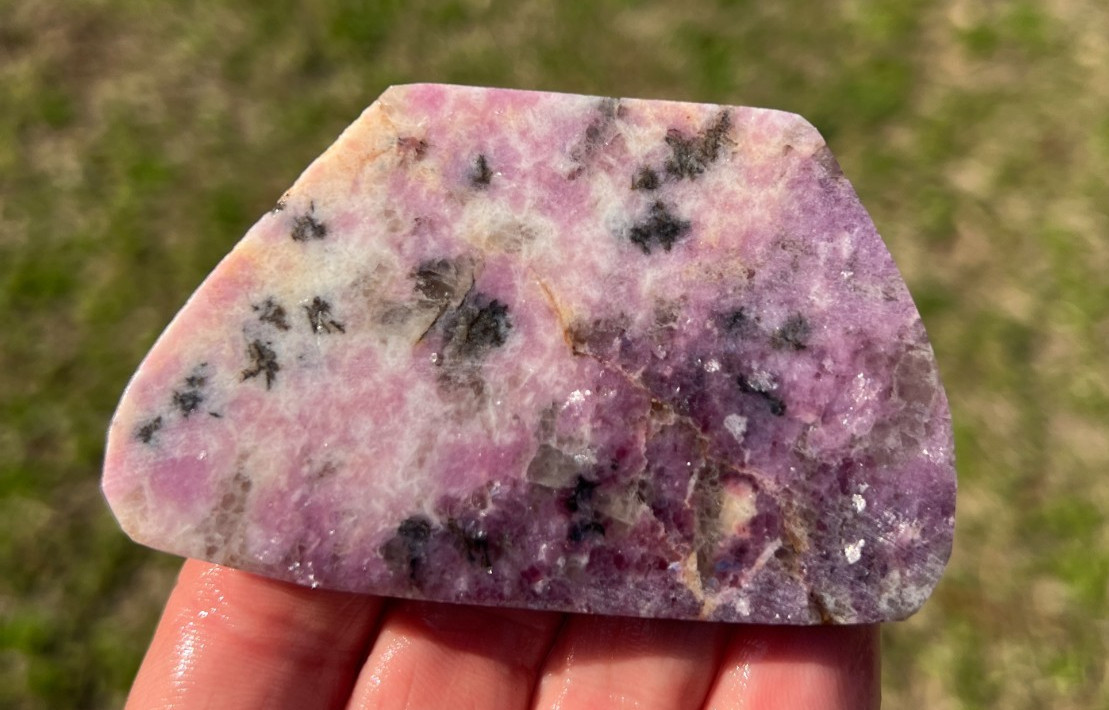 Lepodolite And Quartz Slab - Ready for cabbing, or collecting - 60g