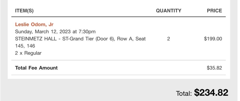 Leslie Odom Jr tickets - Front row off section