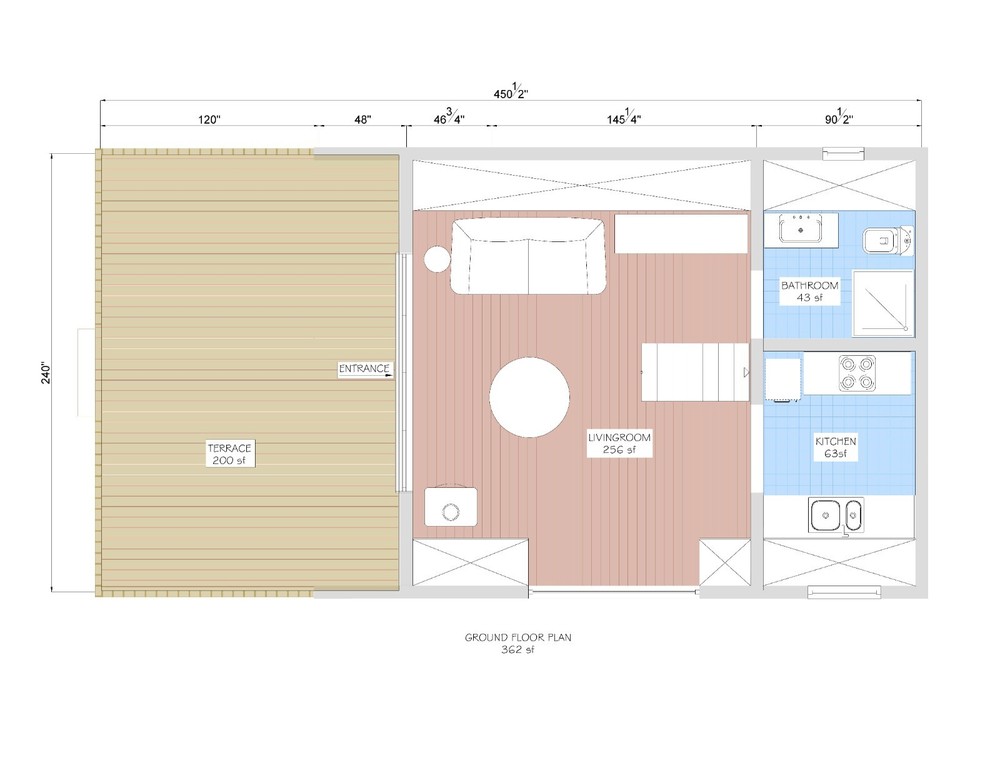 A Frame Tiny House Plan, 20'x24' A Frame House Plans, Hard Copy