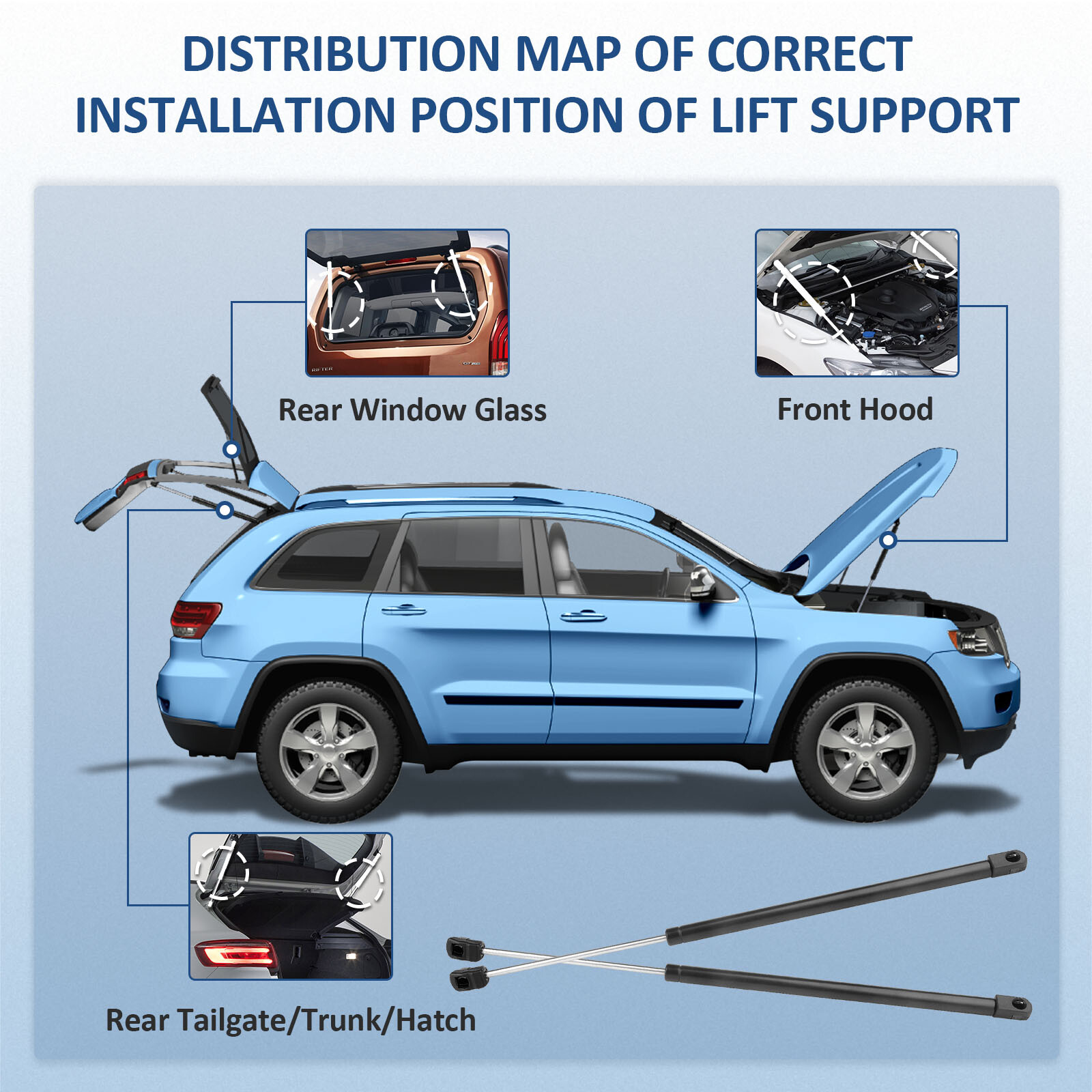 For 2007-2017 Ford Expedition 2 Pcs Rear Window Lift Supports Shock Struts