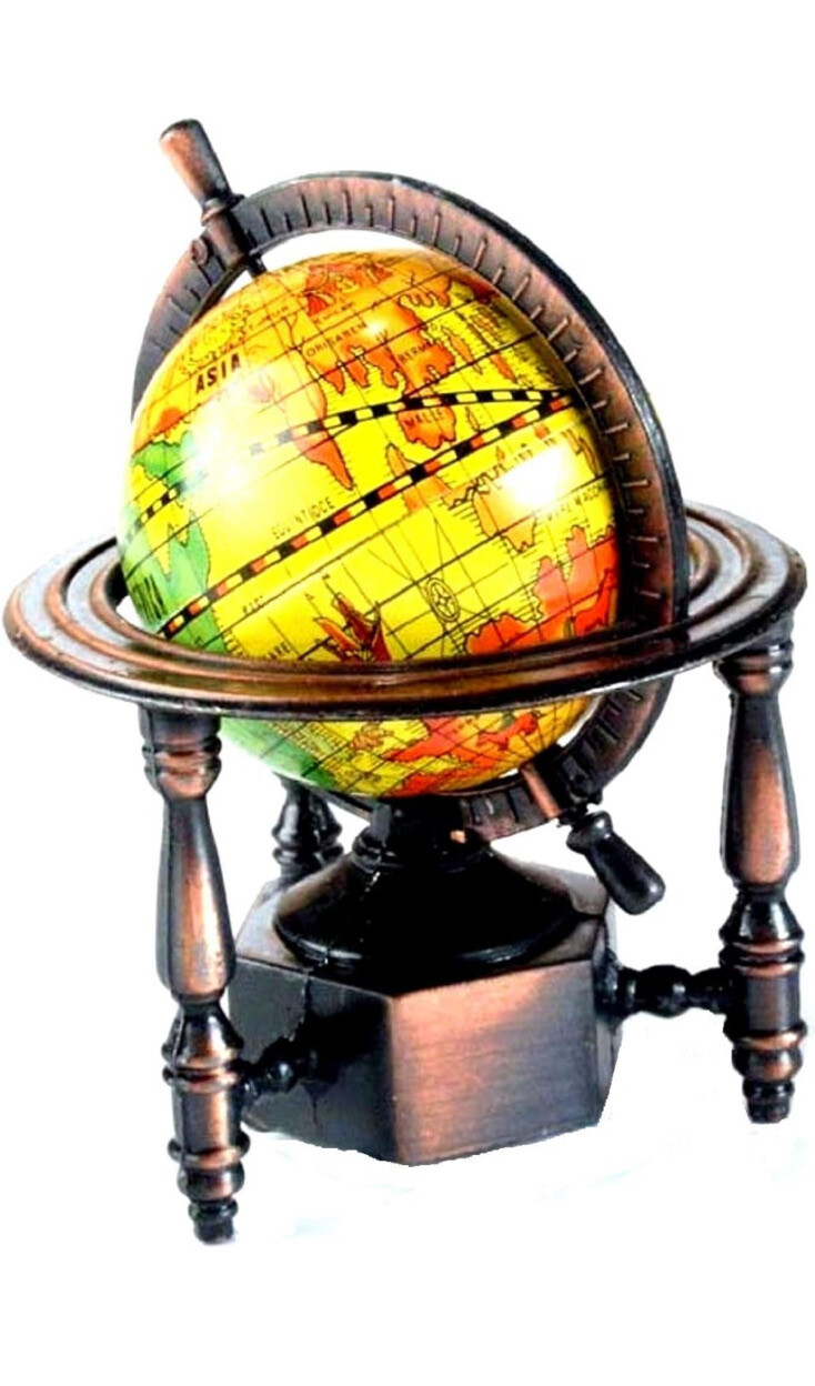 WORLD GLOBE BRONZE DIE CAST METAL COLLECTIBLE PENCIL SHARPENER NEW / BOX