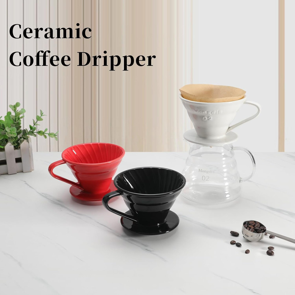 Ceramic Pour Over Coffee Maker Dripper with 1 Hole Flat Bottom for Travel