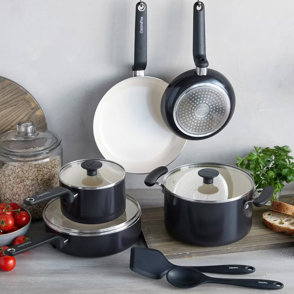 GreenPan Rio Advanced 10pc Ceramic Nonstick Cookware Set Black