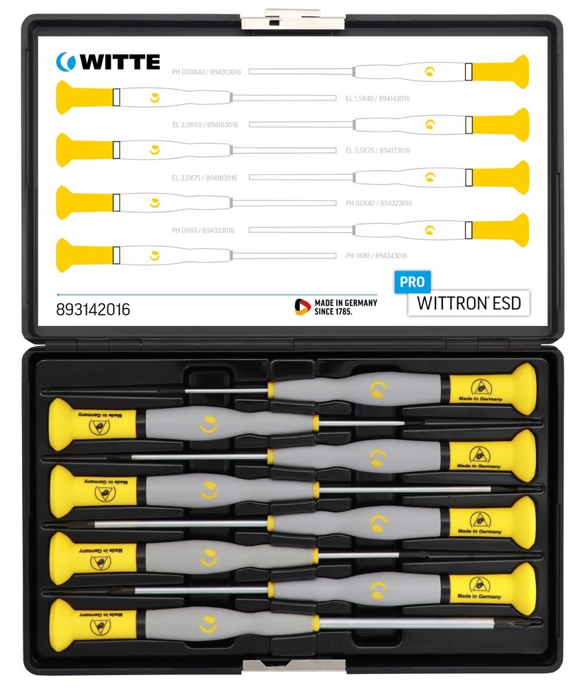 WITTE WITTRON Precision ESD Screwdriver Set, 7 Pieces.
