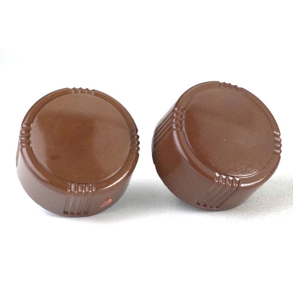 Midcentury Radio Knobs 2pc 1940s-50s Classic Brown Bakelite 1/4" D Shaft