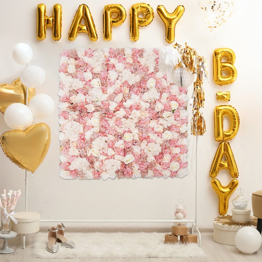 Silk Rose Flower Wall Backdrop Artificial Flower Wall Panel For Wedding Decor