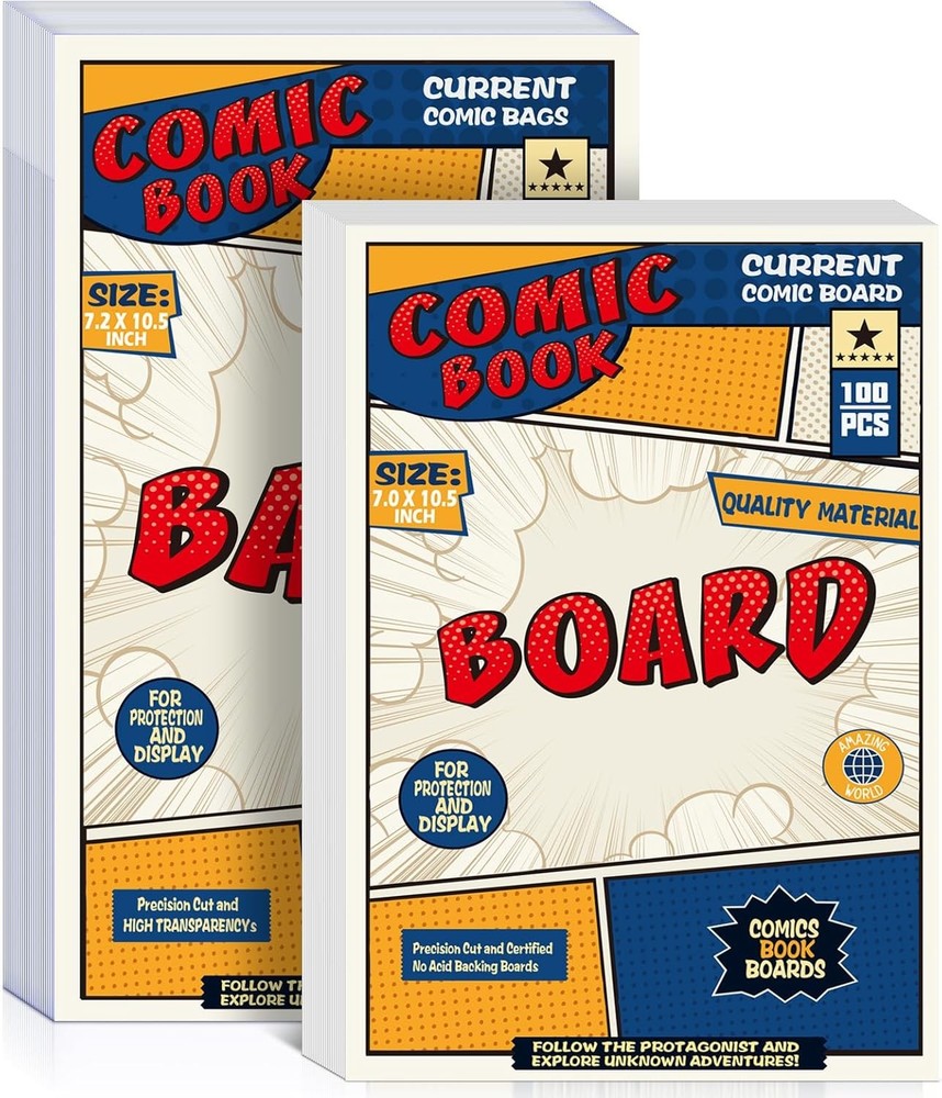 Durable 100 Count Comic Book Sleeves and Boards - Transparent & Non-Toxic
