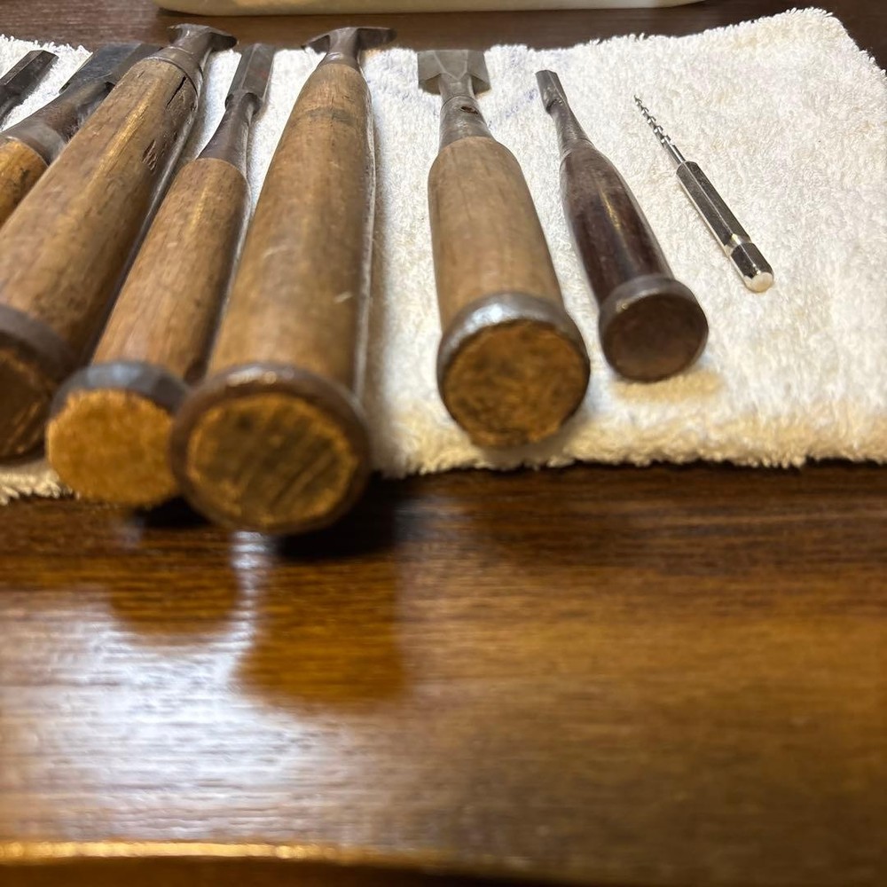 Vintage Japanese Chisel Set Tool 7 Pieces Carpentry