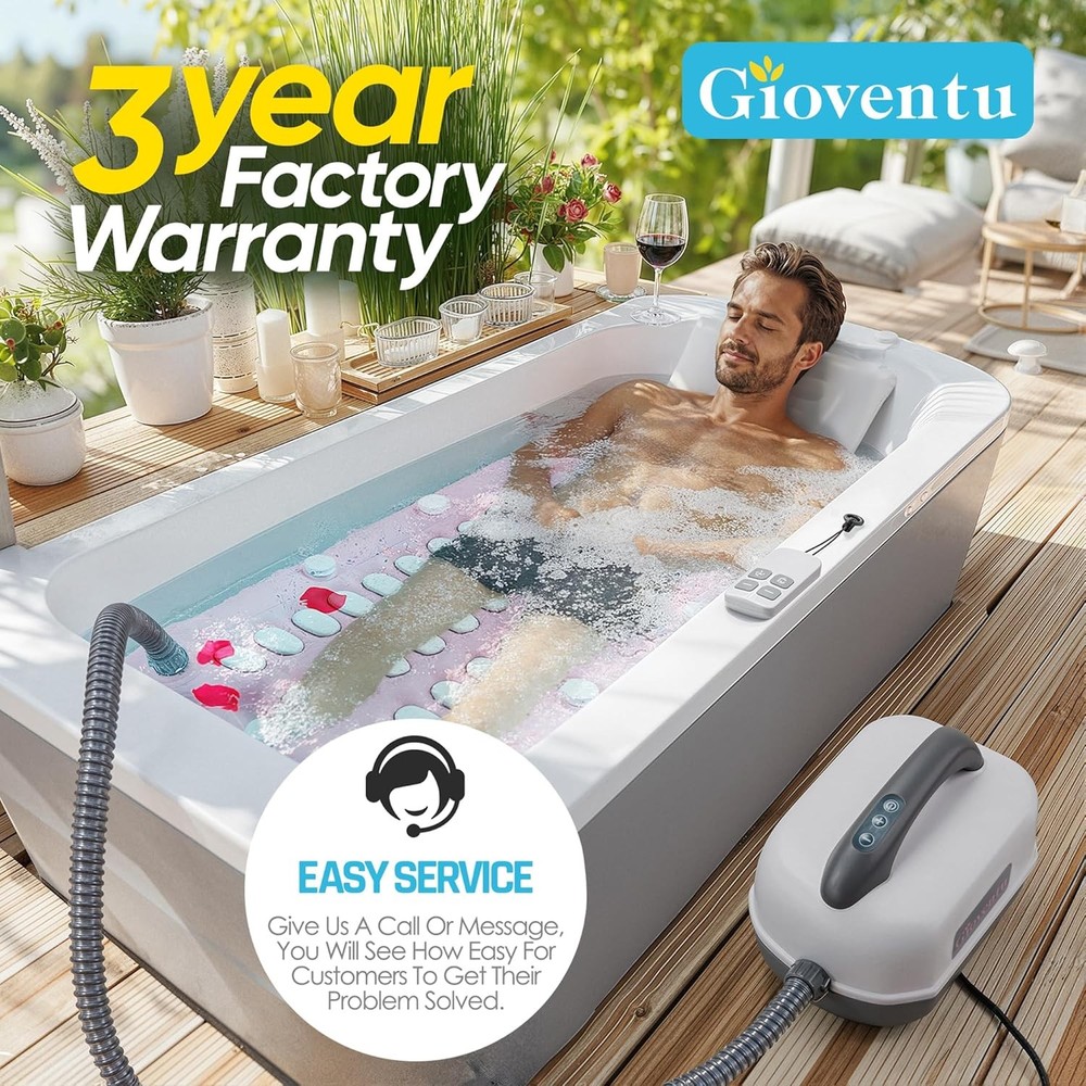 Portable Spa Bubble Bath Massager with 6 Adjustable Settings, Remote Control,