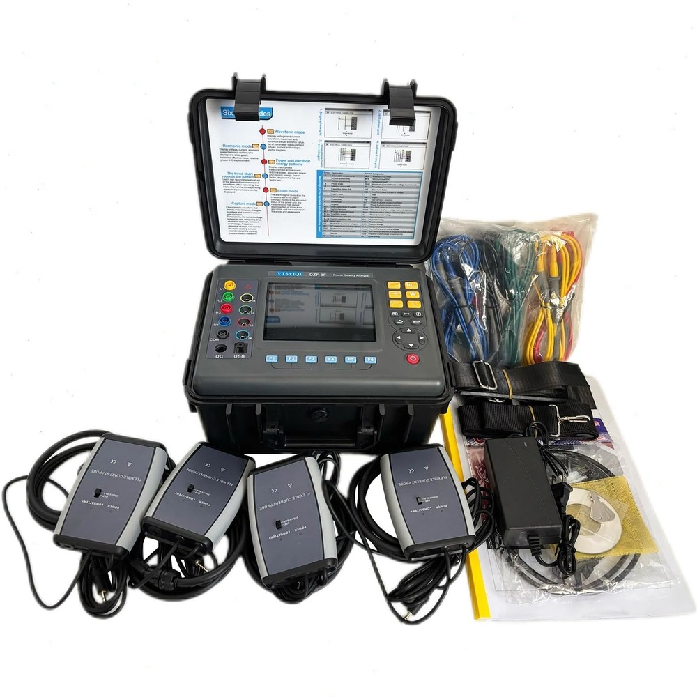 Power Quality Analyzer Logger with Current 10A~6000A Transient Records 150 Sets
