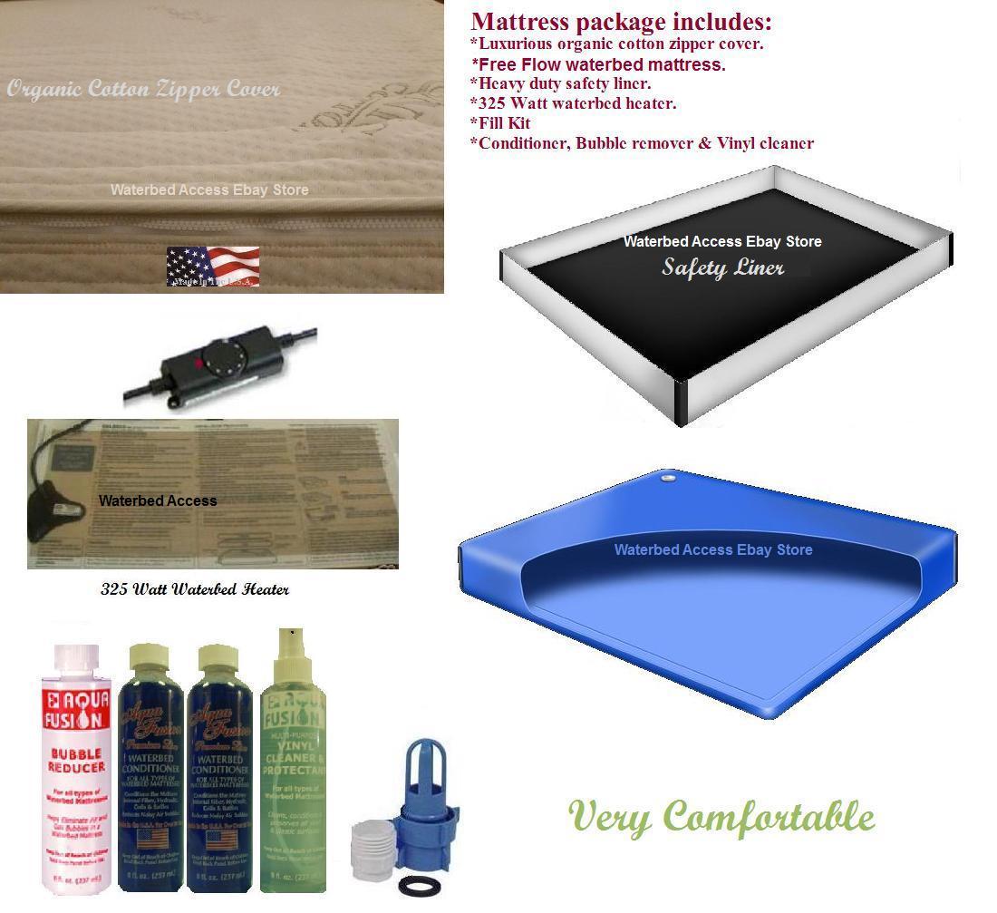 Queen Free Flow Waterbed Mattress With  Zipper Cover, 12 mil liner  and Heater