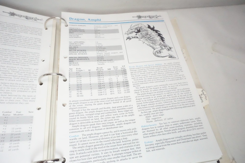 Monsters Compendium Binder AD&D Vol 1 & 2