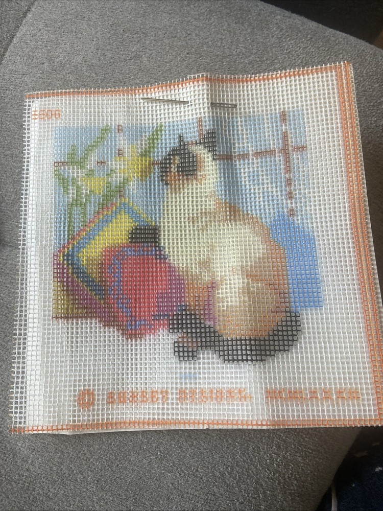Siamese Cat Needlepoint Canvas 6.5 X 6.5”