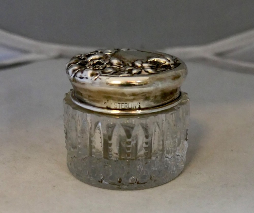 Miniature Sterling & Crystal Vanity Jar