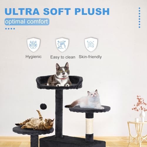 Cat Tree Cat Tower Multi-Level Durable Cat Scratching Post & 54in Dark Gray