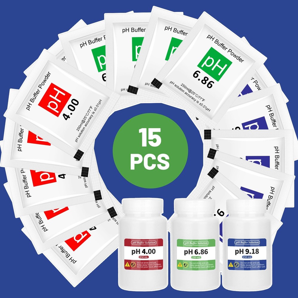 15 Pack pH Meter Calibration Solution Buffer Solution Powder for Precise & Ea...